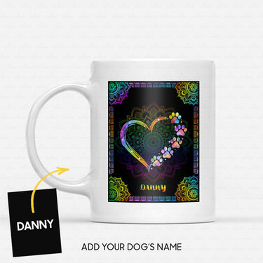 Custom Dog Mug - Personalized Colorful Heart Gift For Dad - White Mug